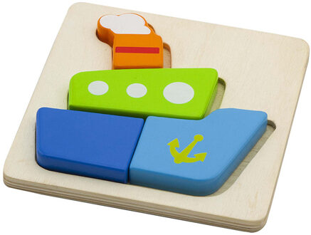 Vormenpuzzel Boot 14,5 X 14,5 Cm Hout Bruin 5-delig