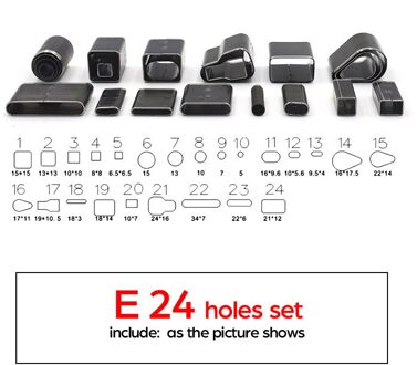 Vormige Stijl Gat Hollow Punch Cutter Set Ponsen Tool Voor Lederen Riem Telefoon Holster Lederen Craft Diy Tool Perforators E 24 holes reeks