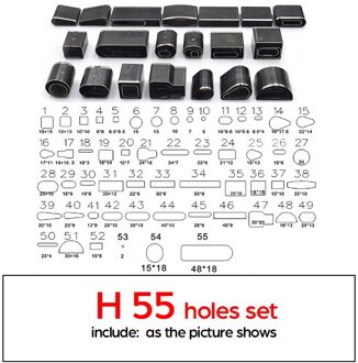 Vormige Stijl Gat Hollow Punch Cutter Set Ponsen Tool Voor Lederen Riem Telefoon Holster Lederen Craft Diy Tool Perforators H 55 holes reeks