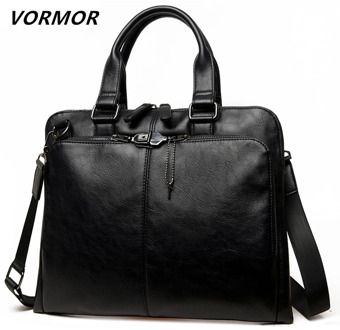 VORMOR Brand Men bag Casual men's briefcase 14 inch laptop Handbag shoulder bag PU leather men's office bags 2019