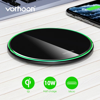 Vothoon 10W Qi Wireless Charger For iPhone 11 Pro 8 XR XS Max 2A Fast Wireless Charging Pad For Samsung S10 S9 S8 Xiaomi Huawei