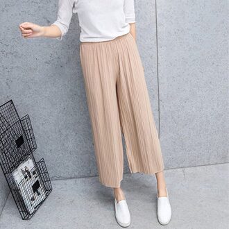 Vouw Geplooide Broek Vrouwen Broek Voor Vrouwen Bottoms Lente Zomer Casual Broek Midden Taille Wijde Pijpen Broek Vrouwelijke Pantalon mujer khaki