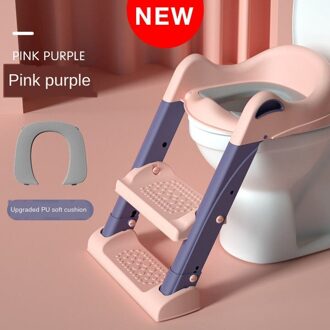 Vouwen Baby Potty Seat Urinoir Rugleuning Training Stoel Met Stap Kruk Ladder Voor Baby Peuters Jongens Meisjes Veilig Wc Potties Paars