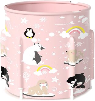 Vouwen Bad Kids Opvouwbare Spa Bad Emmer Huishouden Babybadkamer Vat Zweet-Stomen Emmers Zwembaden roze