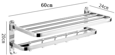 Vouwen Beweegbare Wandmontage Handdoekenrek Rvs Gepolijst Organizer Handdoek Houder Opslag Plank Haak Badkamer Accessoires Polished-60cm
