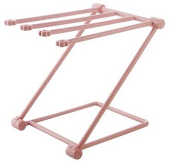 Vouwen Droogrek Handdoek Keuken Vodden Rack Discloth Plank Standhouder Voeden Melk Fles Desktop Glas Inklapbare Holder roze