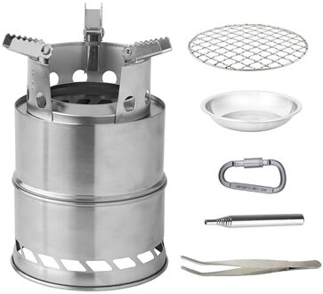 Vouwen Hout Outdoor Stove Lichtgewicht Draagbare Roestvrijstalen Fornuis Met Blazen Firebar Voor Camping Koken Picknick