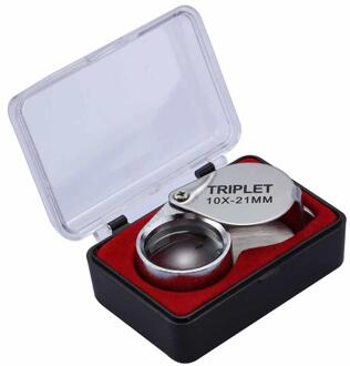 Vouwen Juwellen Loupe Draagbare Vergrootglas Zakformaat Mooie Juwellen Vergrootglas Bril 10X 20X 30X Vergroting Metalen 10X zilver