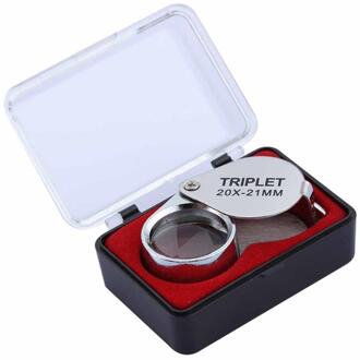 Vouwen Juwellen Loupe Draagbare Vergrootglas Zakformaat Mooie Juwellen Vergrootglas Bril 10X 20X 30X Vergroting Metalen 20X zilver