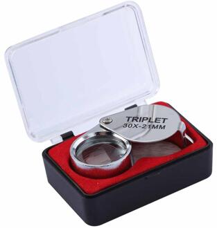 Vouwen Juwellen Loupe Draagbare Vergrootglas Zakformaat Mooie Juwellen Vergrootglas Bril 10X 20X 30X Vergroting Metalen 30X zilver
