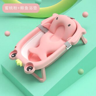 Vouwen Pasgeboren Bad Cartoon Antislip Baby Zwembad Huishoudelijke Draagbare Baby Bad Emmer Voeg Bad Fun roze met bath mat