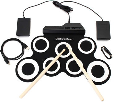 Vouwen Siliconen Elektrische Drum Pad Kit Digitale Usb Roll Up Drum Set Met Drumstokken Voetpedaal Draagbare Elektronische Drum groen