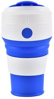 Vouwen Siliconen Koffie Mok Voor Buiten Met Stro Draagbare Water Cup Reizen Bpa Gratis Food Grade Opvouwbare Silicagel Melk cup blauw