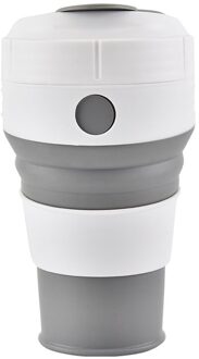 Vouwen Siliconen Koffie Mok Voor Buiten Met Stro Draagbare Water Cup Reizen Bpa Gratis Food Grade Opvouwbare Silicagel Melk cup grijs