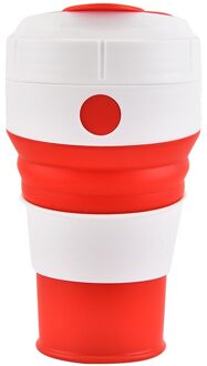Vouwen Siliconen Koffie Mok Voor Buiten Met Stro Draagbare Water Cup Reizen Bpa Gratis Food Grade Opvouwbare Silicagel Melk cup rood