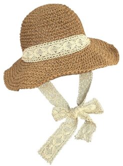 Vouwen Strooien Hoed Vrouwen Zomer Uitje Zonneklep Koele Hoed Zee Strand Hoed Tij Zomer Hoeden Zonnescherm Platte cap Vizieren koffie kleur