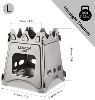 Vouwen Titanium Hout Kachel met Mini Alcohol Fornuis Outdoor Kachel Camping Branders Koken Picknick Hout Oven titanium L