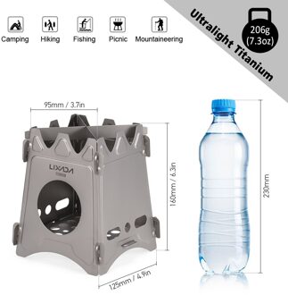 Vouwen Titanium Hout Kachel met Mini Alcohol Fornuis Outdoor Kachel Camping Branders Koken Picknick Hout Oven titanium S