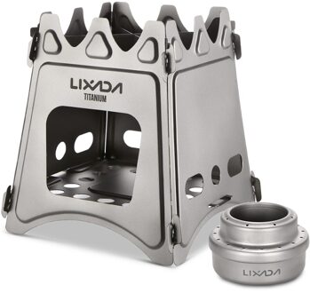 Vouwen Titanium Hout Kachel met Mini Alcohol Fornuis Outdoor Kachel Camping Branders Koken Picknick Hout Oven titanium Stove reeks