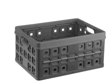 Vouwkrat - antraciet - kunststof - 49 x 36 x 24,5 cm - 32L - boodschappenkratten - Boodschappenkratten Grijs
