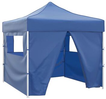 Vouwtent met 4 zijwanden 3x3 m blauw