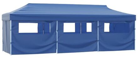 Vouwtent pop-up met 8 zijwanden 3x9 m blauw