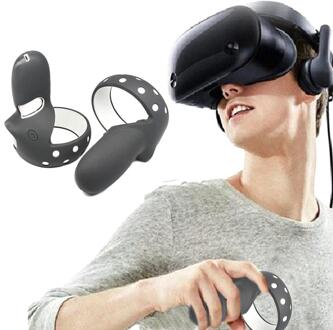 Vr Accessoires Beschermhoes Voor Oculus Quest 2 Vr Touch Controller Siliconen Cover Huid Handvat Grip Voor Oculus Quest 2 zwart