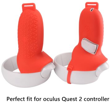 Vr Siliconen Cover Controller Beschermhoes Handvat Grip Covers Voor Oculus Quest 2 Vr Vr Glas Cover Half Controller rood