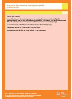 Vragenlijst Psychosociale Vaardigheden (Vpv) - Scoreformulieren - J.D. van der Ploeg