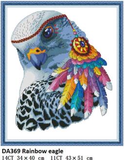 Vreugde Zondag DMC Borduurpakketten Borduurwerk Handwerken Sets Regenboog Eagle Patronen Gedrukt Canvas 14ct 11ct Aida DIY Handwerken 14CT Printed Cavans