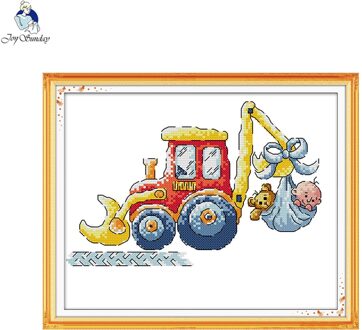 Vreugde Zondag Handwerken, DIY Handgemaakte DMC kruissteek, Sets Voor Borduurwerk, baby Geboorte Gedenkteken Patroon Geteld Kruissteek Kits 14CT Printed Cloth