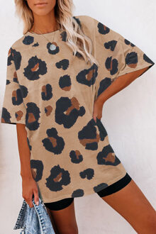 Vriend Leopard Print Losse T-Shirt Bruin