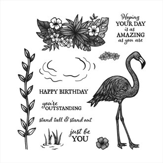 Vriendelijke Flamingo Stempel Set En Coördinerende Sterft Bloemen, En Planten Metalen Stansmessen Voor Diy Scrapbooking Card enkel en alleen postzegel