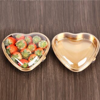 Vriendin Dozen Plastic Hart Vorm Verpakking Doos Voor Fruit Aardbei Cherry Verpakking gouden 19.5x18.5x5cm