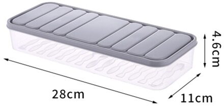 Vriezer Voedsel Opslag Container Stapelbaar Voedsel Saver Box Met Deksel Vierkante Plastic Single-Layer Verzegelde Transparante Doos grijs 28x11x4.6cm