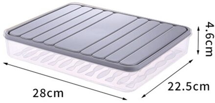 Vriezer Voedsel Opslag Container Stapelbaar Voedsel Saver Box Met Deksel Vierkante Plastic Single-Layer Verzegelde Transparante Doos grijs 28x22x4.6cm