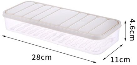 Vriezer Voedsel Opslag Container Stapelbaar Voedsel Saver Box Met Deksel Vierkante Plastic Single-Layer Verzegelde Transparante Doos wit 28x11x4.6cm