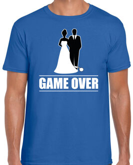 Vrijgezellen feest t-shirt heren - Game Over - blauw - bruiloft XL