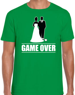 Vrijgezellen feest t-shirt heren - Game Over - groen - bruiloft L
