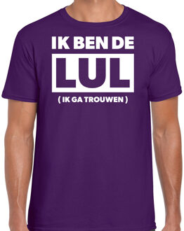 vrijgezellen feest t-shirt heren - ik ben de lul - paars - bachelor party M