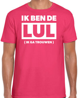 Vrijgezellen feest t-shirt - heren - ik ben de lul - roze - bachelor party kleding 2XL