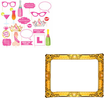 Vrijgezellenfeest Bruiloft foto props set - 20-delig - roze - party - photo booth accessoires