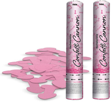 Vrijgezellenfeest Confetti kanon - 2x - roze penissen - papier - 28 cm