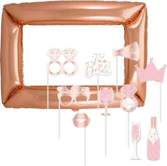 Vrijgezellenfeest foto prop set met frame - 11-delig - opblaasbare fotolijst - photo booth