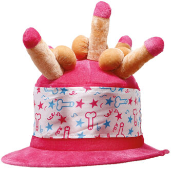 Vrijgezellenfeest hoed met penissen - piemelhoed - onze size - voor volwassenen - de lul