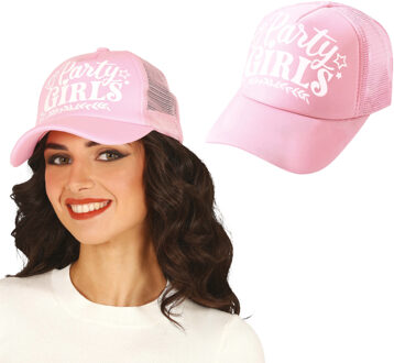 Vrijgezellenfeest petje/cap - 6x - dames - roze - Party Girls - team bride