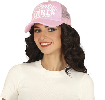 Vrijgezellenfeest petje/cap - dames - roze - Party Girls - team bride