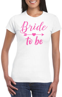 Vrijgezellenfeest T-shirt dames - bride to be - wit - roze glitter - bruiloft XS