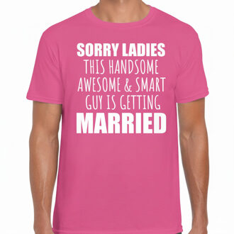 Vrijgezellenfeest T-shirt heren - Sorry ladies - roze - trouwen 2XL