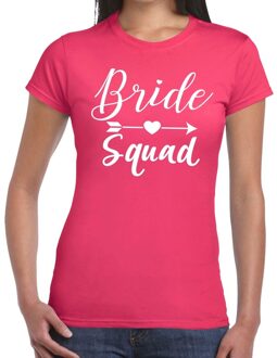 Vrijgezellenfeest T-shirt voor dames - Bride Squad - roze - trouwen/bruiloft L